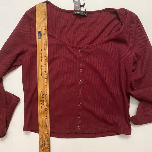 Level Up crop top cardigan Ribbed knit women’s size L - Picture 4 of 9